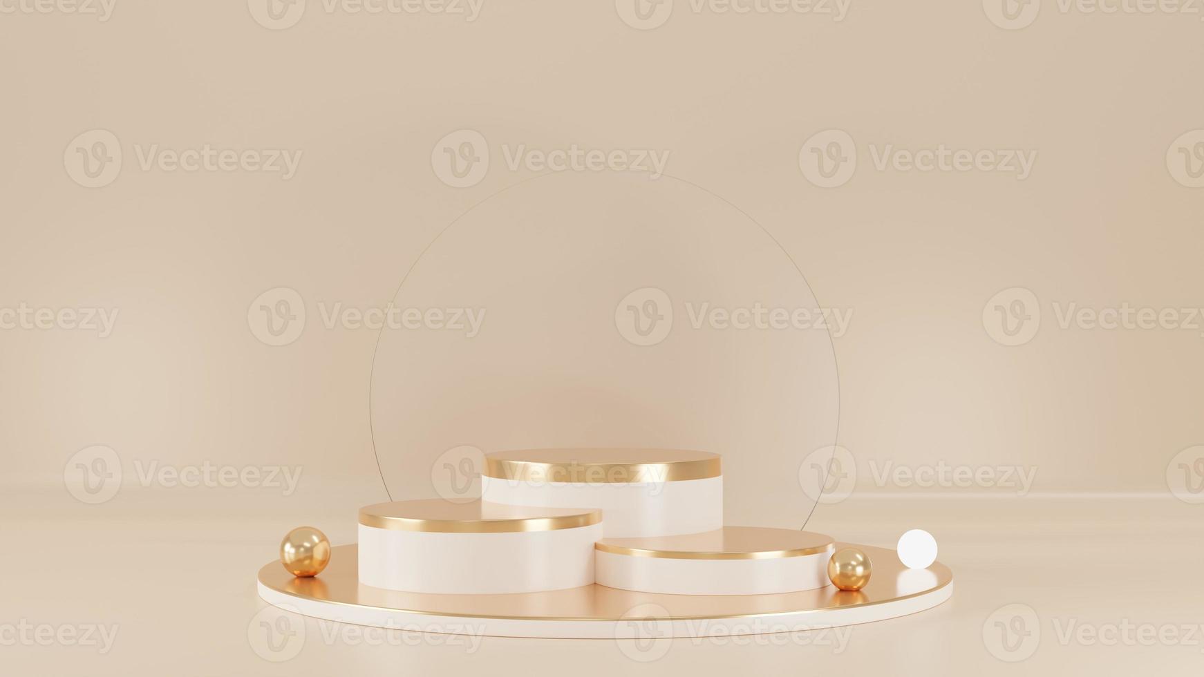 3D rendering of pink and gold pedestal podium,minimal podium blank space for beauty cosmetic product photo