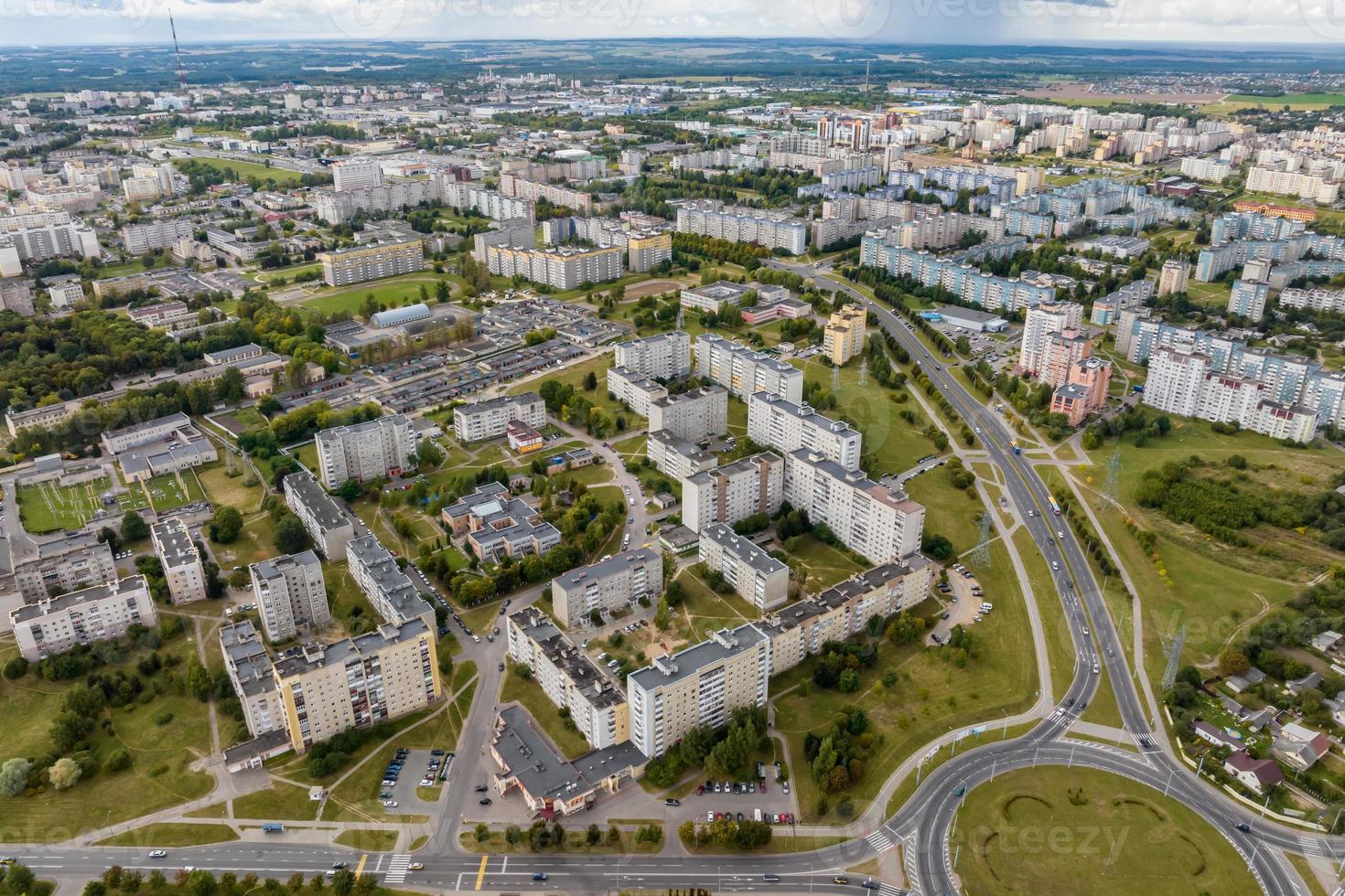 aerial panoramic view of the residential area of high-rise buildings photo