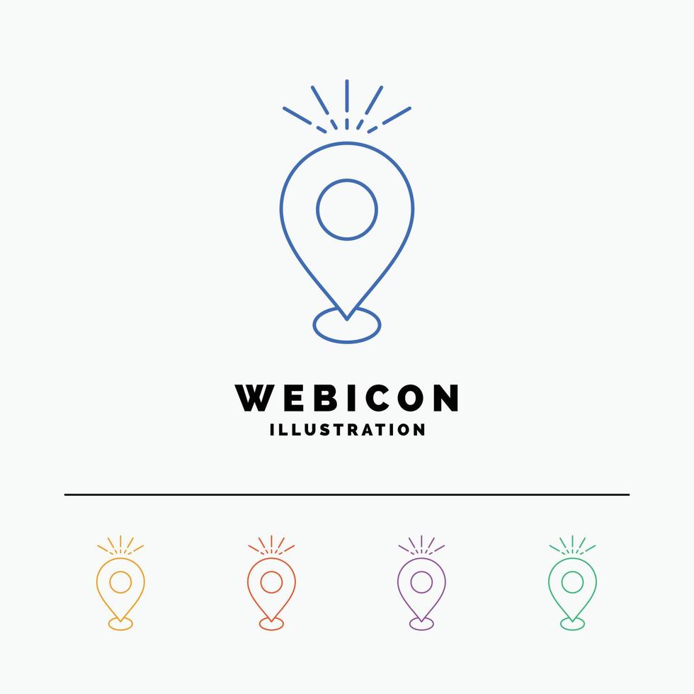 Location. Pin. Camping. holiday. map 5 Color Line Web Icon Template isolated on white. Vector illustration