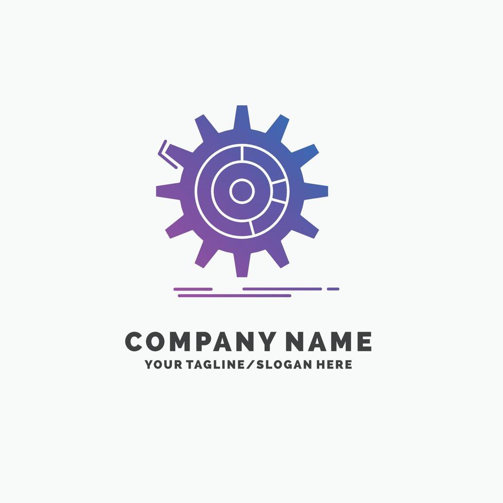 setting. data. management. process. progress Purple Business Logo Template. Place for Tagline. vector