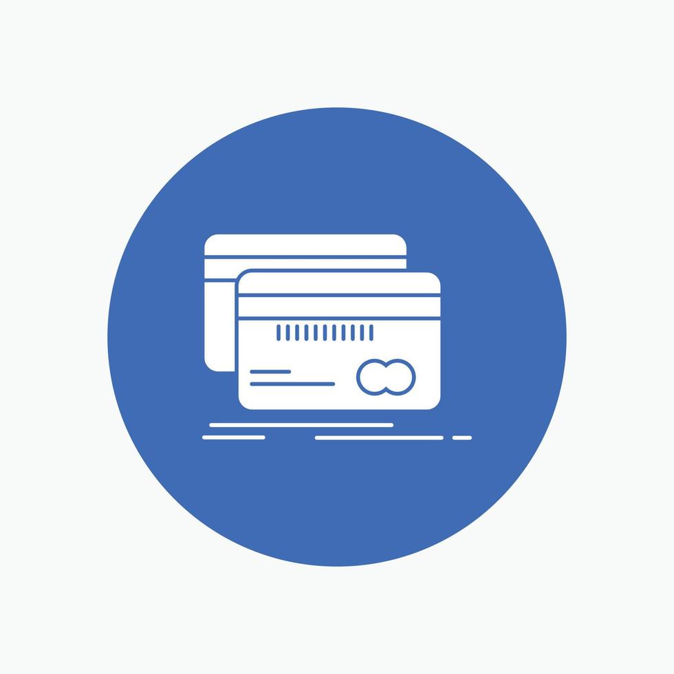 Banking. card. credit. debit. finance White Glyph Icon in Circle. Vector Button illustration