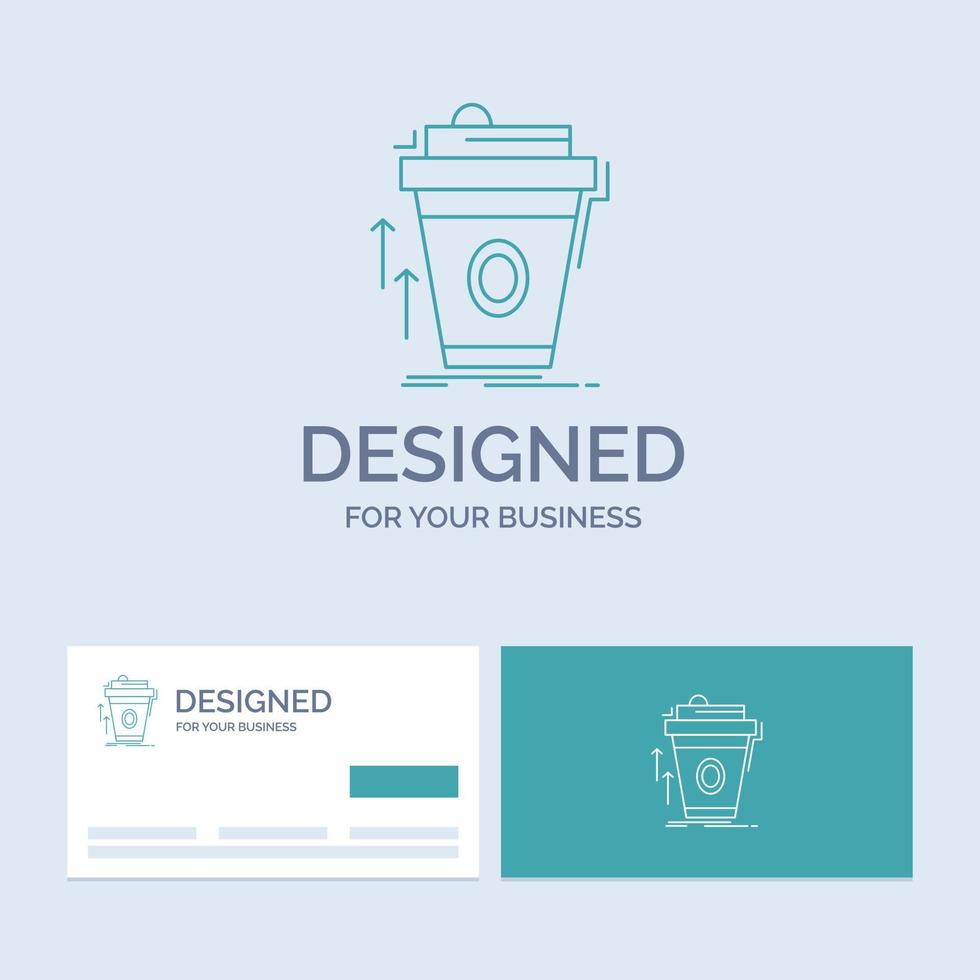 product. promo. coffee. cup. brand marketing Business Logo Line Icon Symbol for your business. Turquoise Business Cards with Brand logo template vector