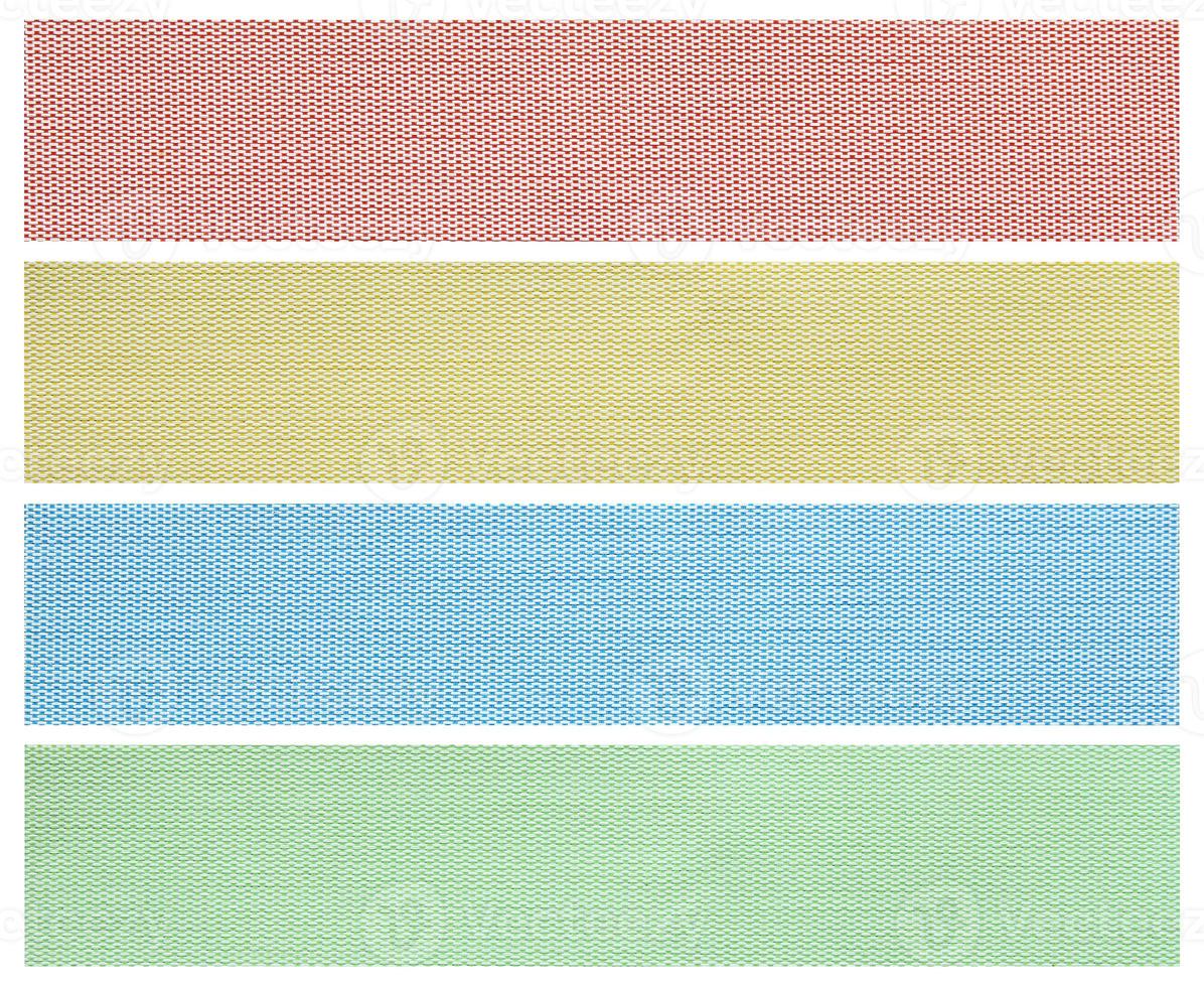 set of fabric swatch samples isolated on white photo