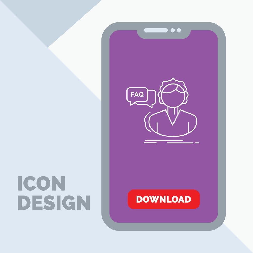 FAQ. Assistance. call. consultation. help Line Icon in Mobile for Download Page vector