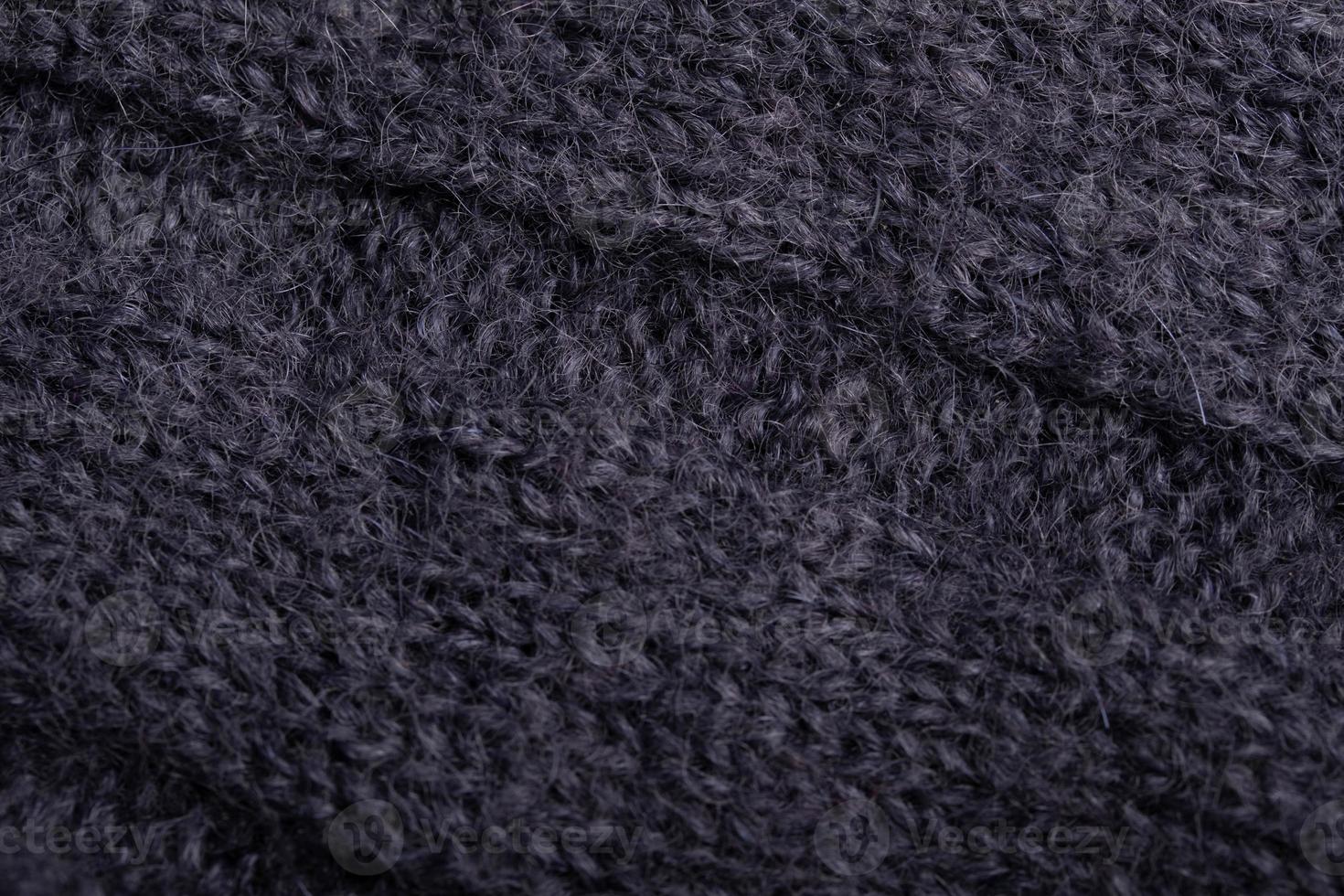Black and gray knitted silk thread pattern for background. photo