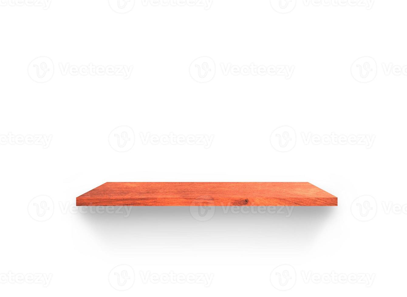 Front view of wooden shelf isolated on white background with clipping path for your product placement or montage photo