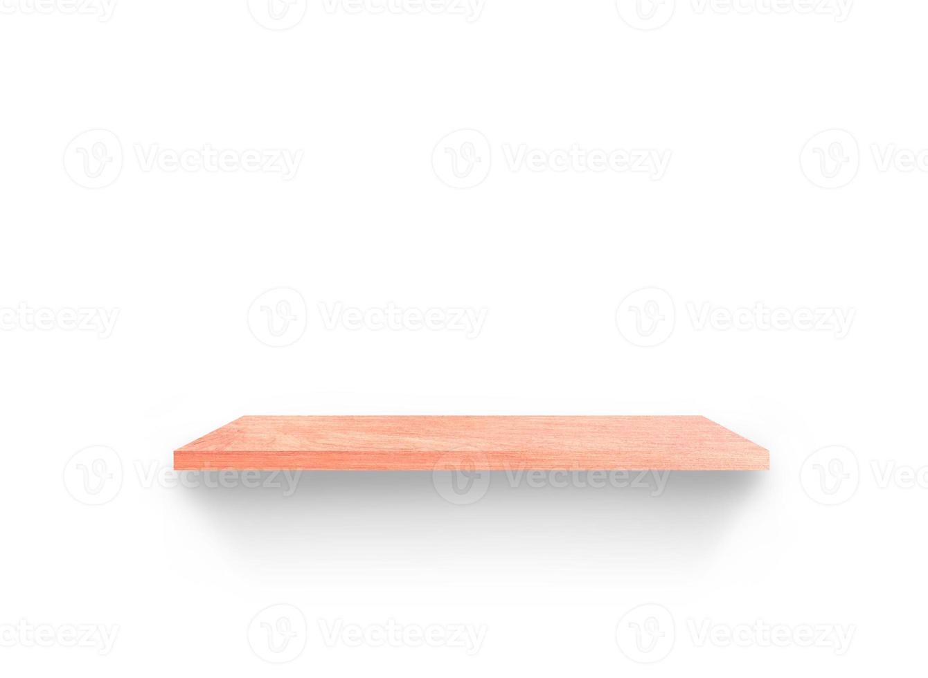 Front view of wooden shelf isolated on white background with clipping path for your product placement or montage photo