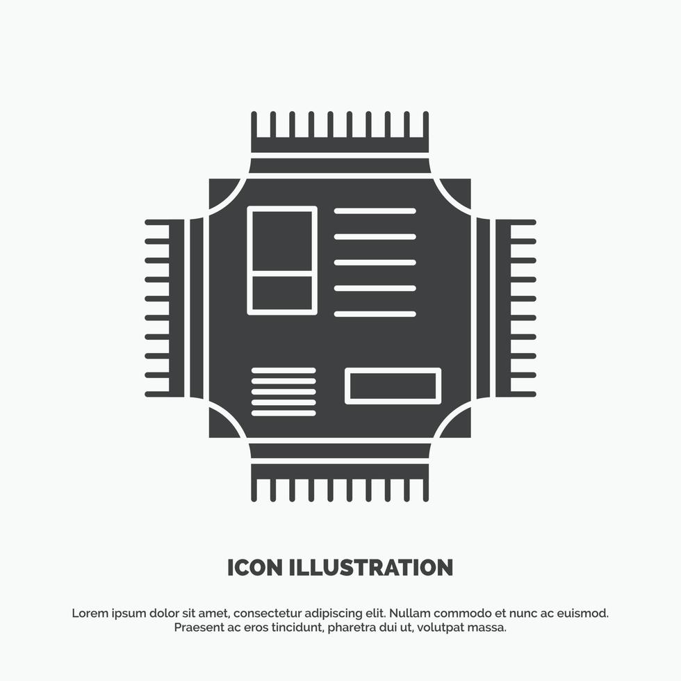 chip. UPC. pastilla. procesador. icono de la tecnología. símbolo gris vectorial de glifo para ui y ux. sitio web o aplicación móvil vector