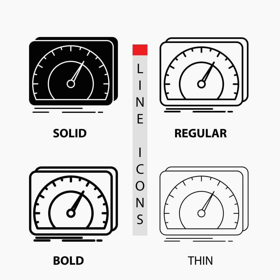 dashboard. device. speed. test. internet Icon in Thin. Regular. Bold Line and Glyph Style. Vector illustration