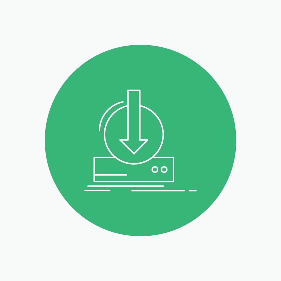 Addition. content. dlc. download. game White Line Icon in Circle background. vector icon illustration