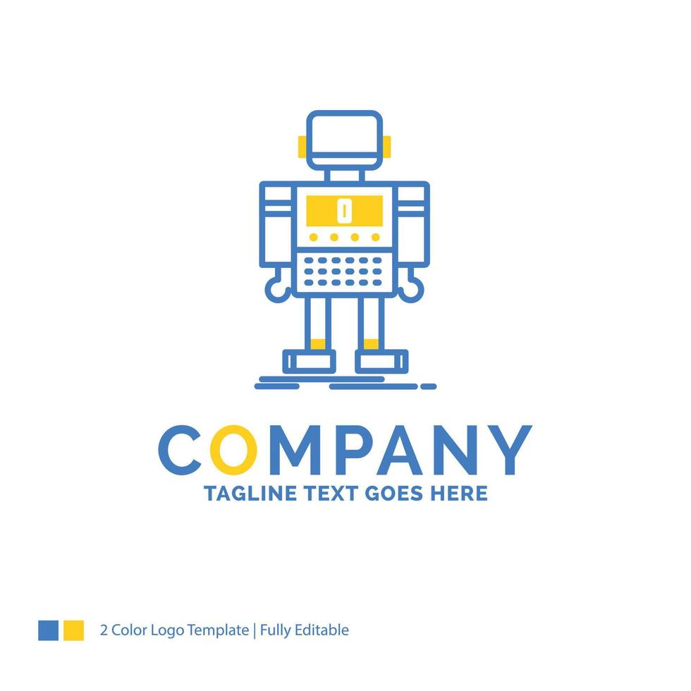 autonomous. machine. robot. robotic. technology Blue Yellow Business Logo template. Creative Design Template Place for Tagline. vector