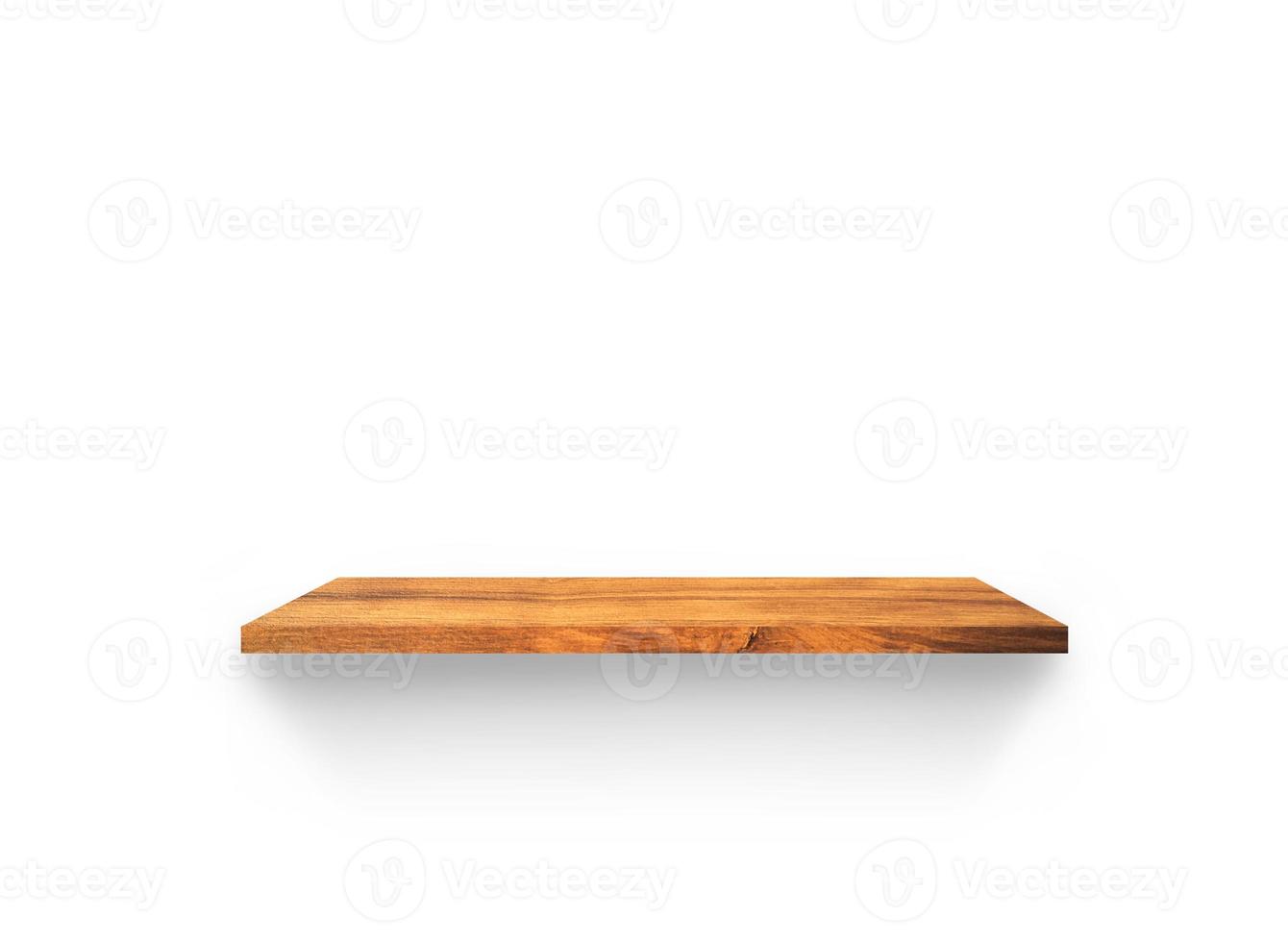 Brown wood shelf isolated on white background with clipping path for