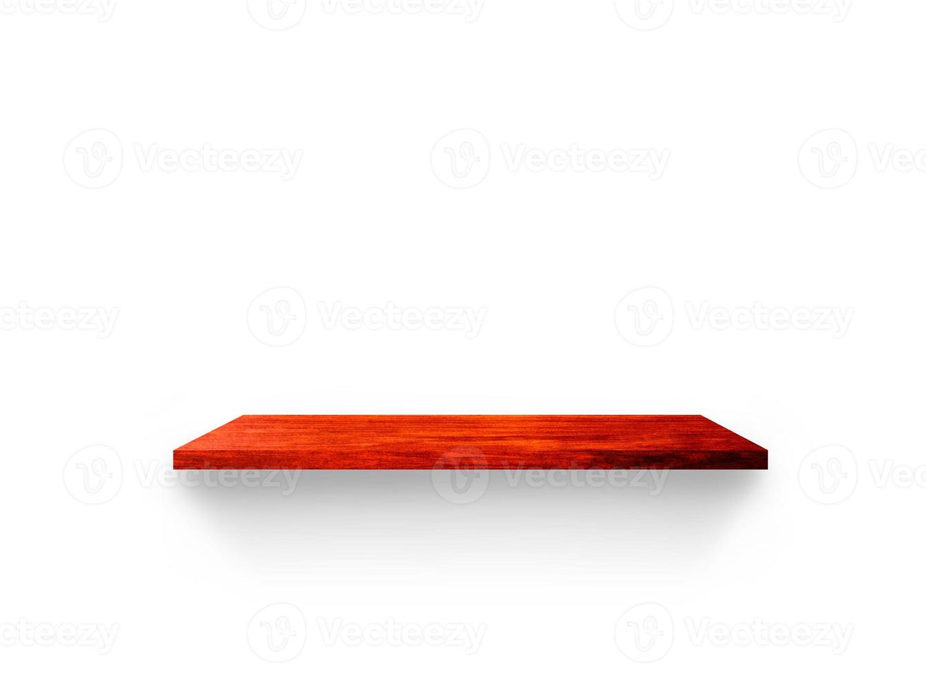 Empty wooden shelf isolated on white background for design with clipping path photo