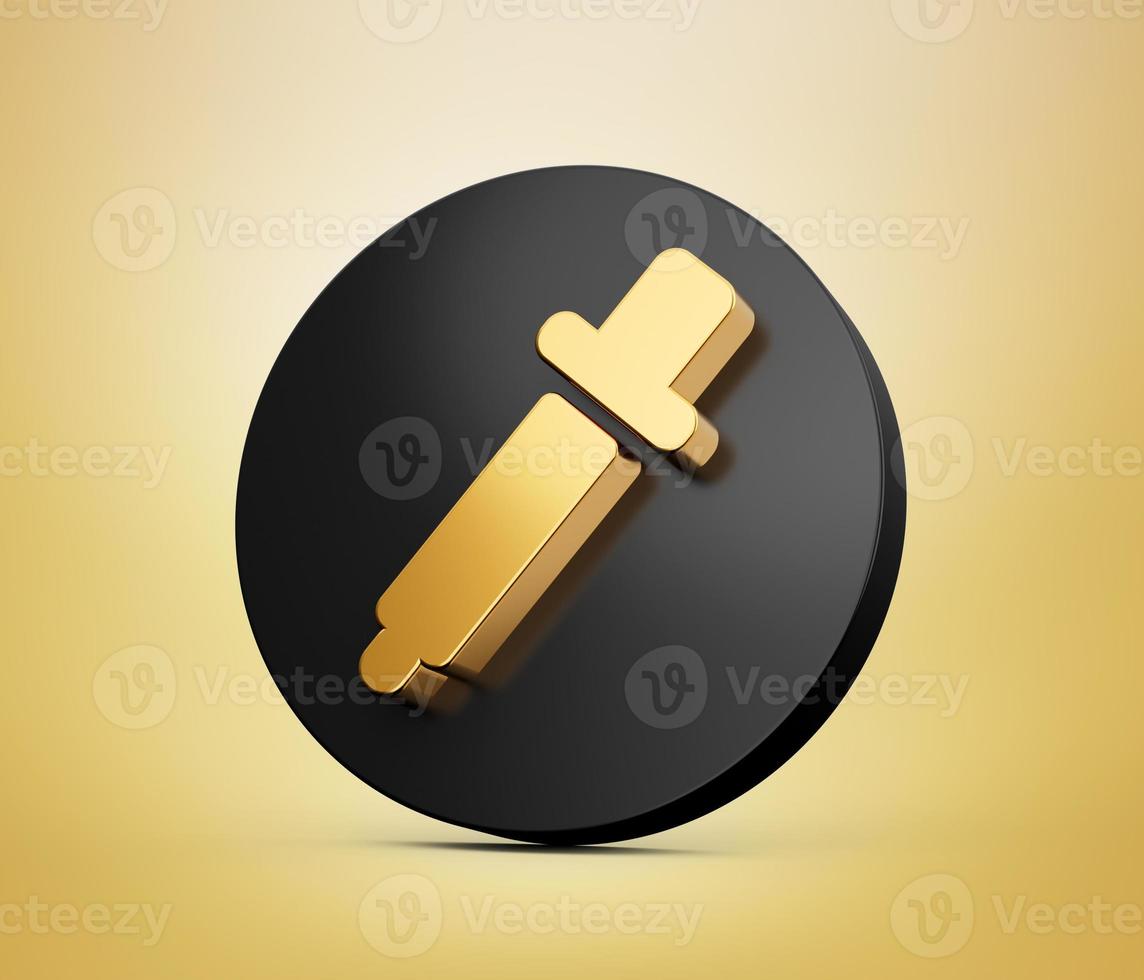 Gold Dropper or picker 3d Black icon isolated background 3d illustration. photo