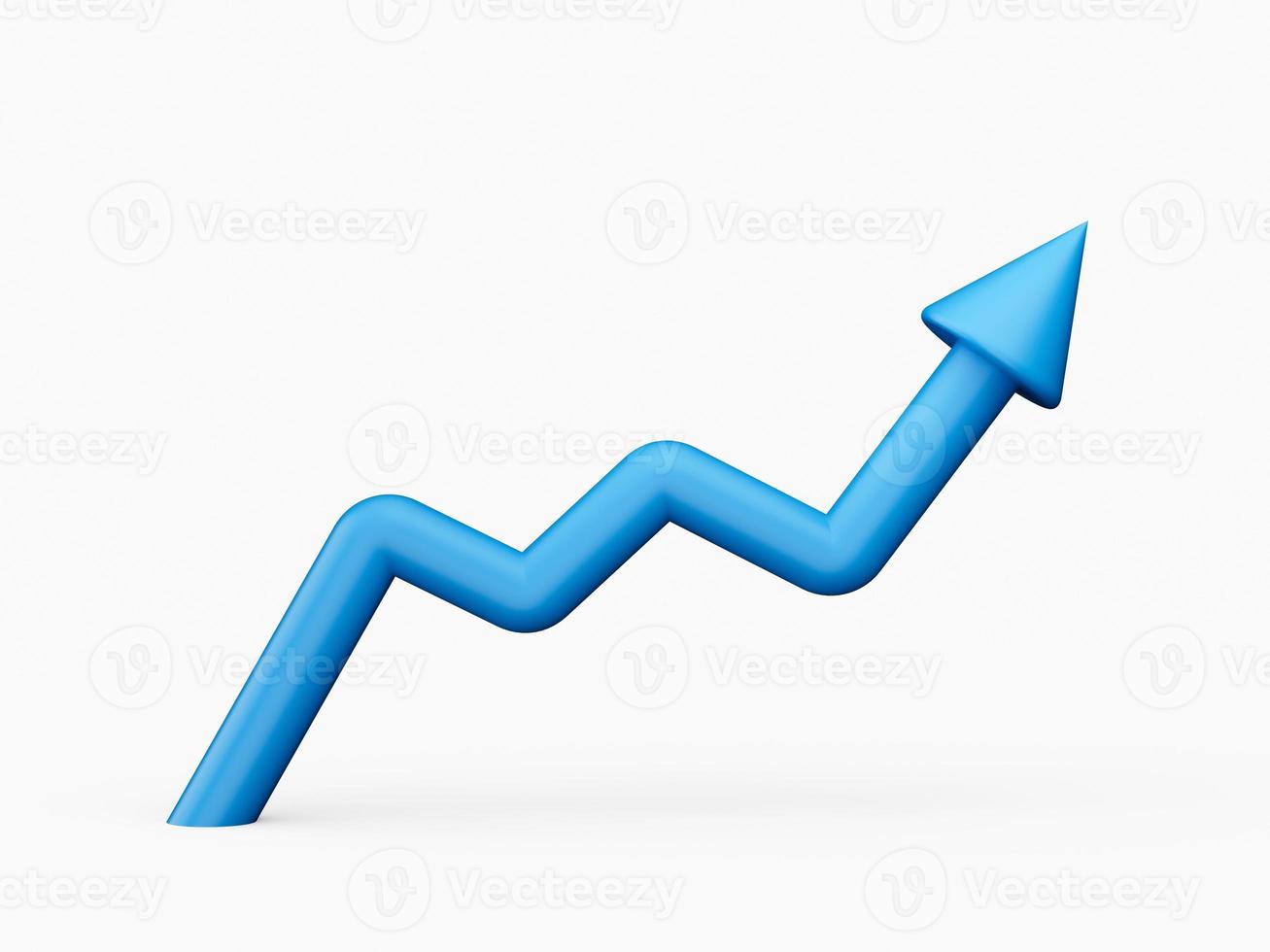 Round Growth Arrow. Up blue shiny 3d graphs. 3d illustration isolated background photo