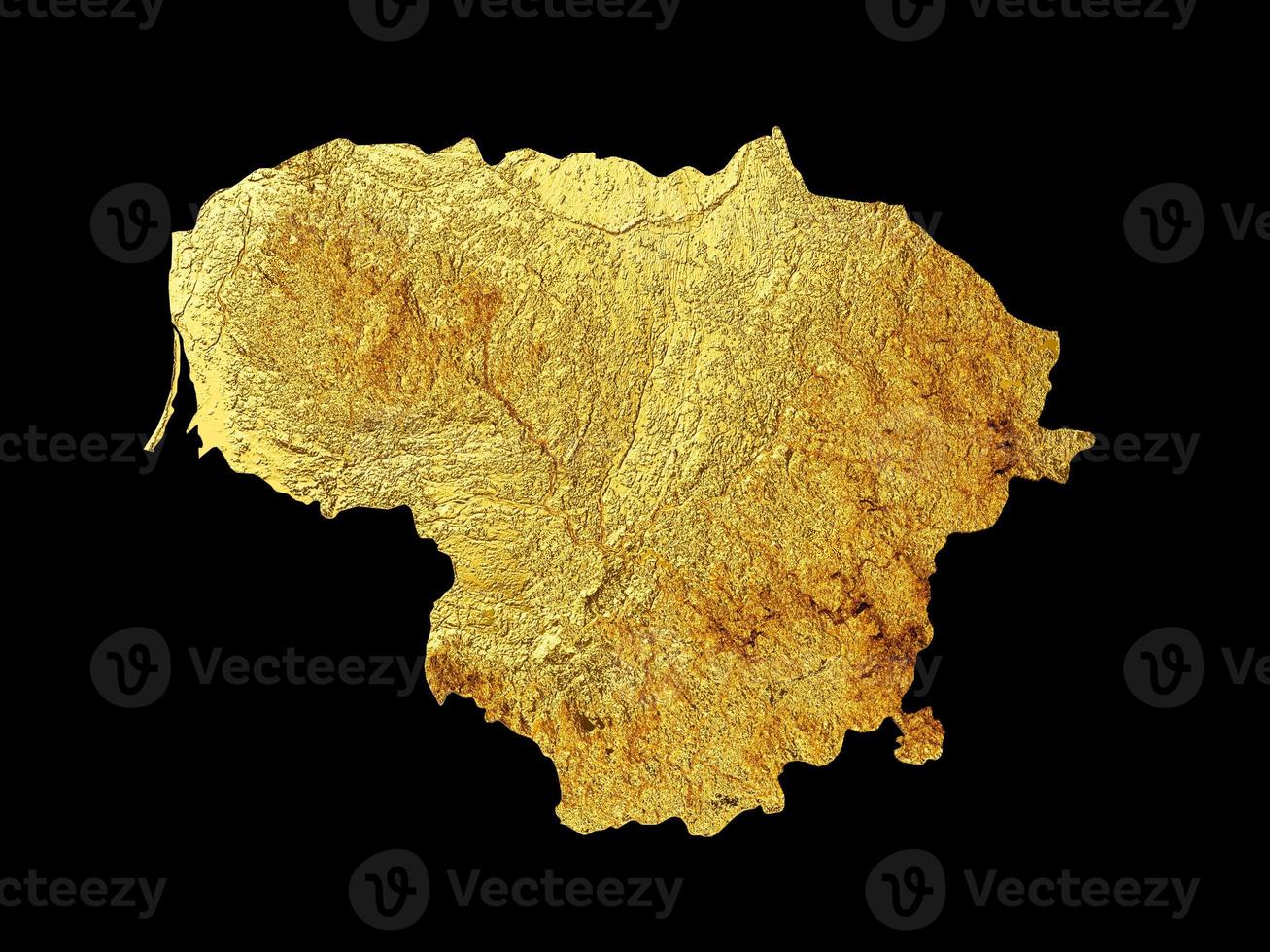 Lithuania Map Golden metal Color Height map Background 3d illustration photo