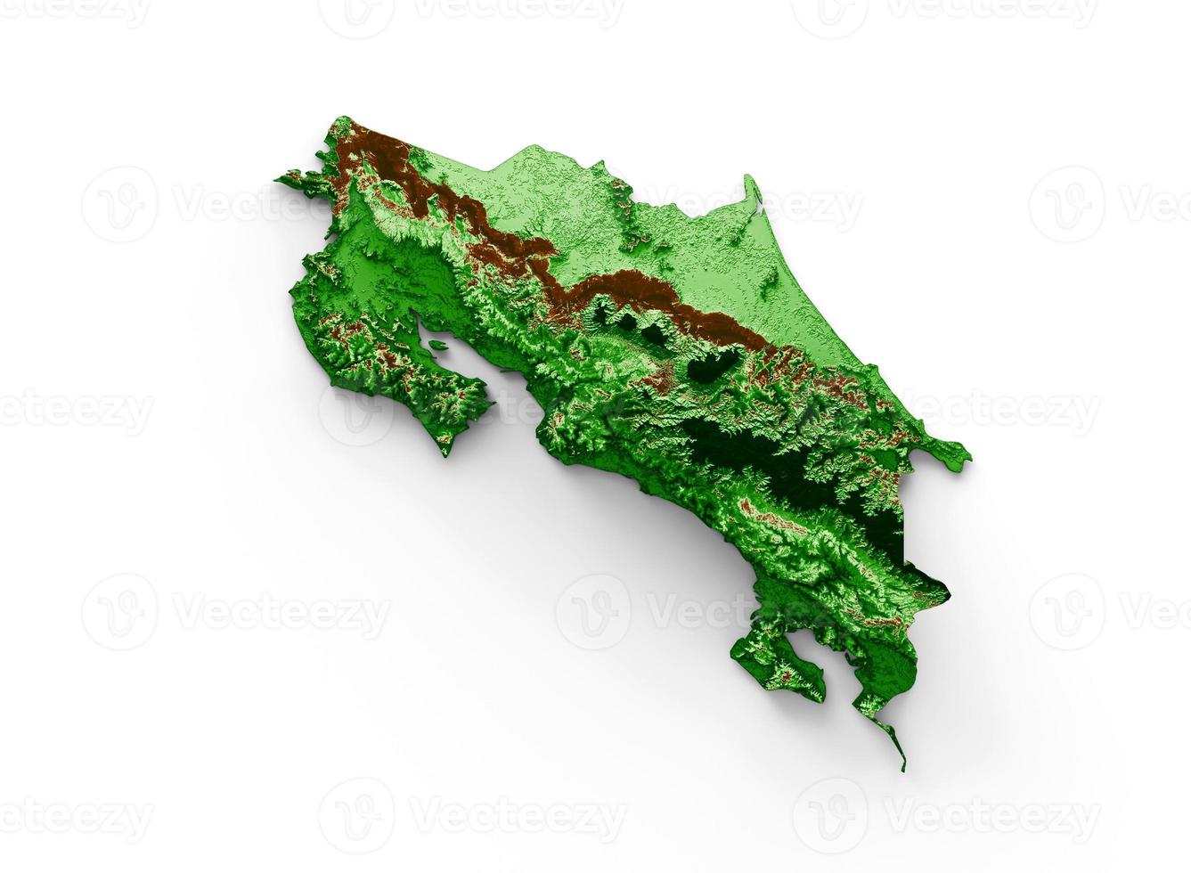 Costa Rica Topographic Map 3d realistic map Color 3d illustration photo