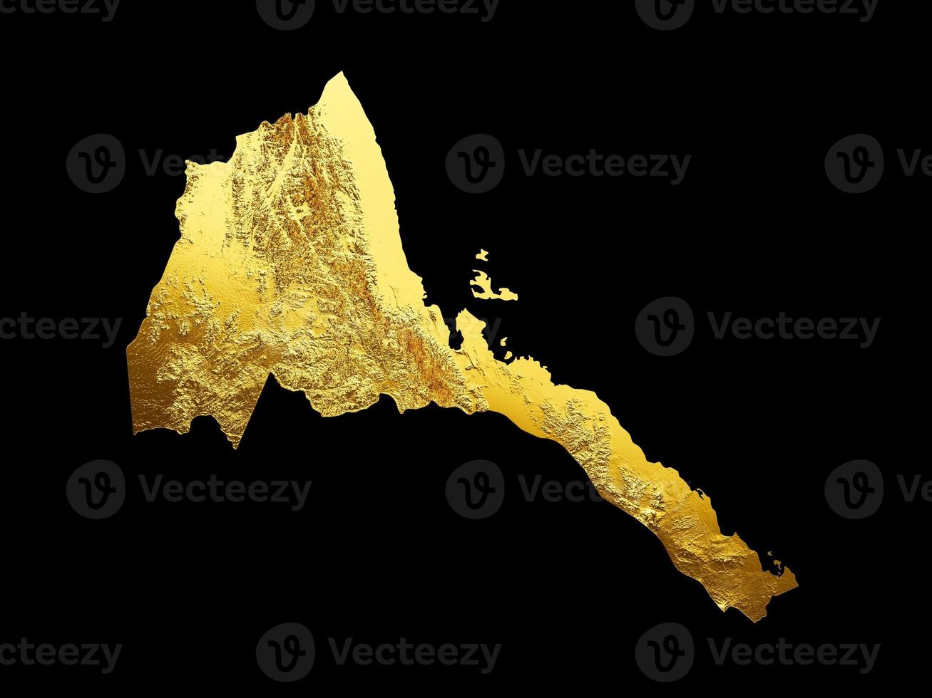 Eritrea Map Golden metal Color Height map Background 3d illustration photo