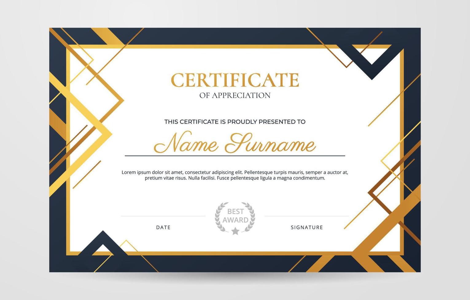 Certificates of Appreciation Template vector