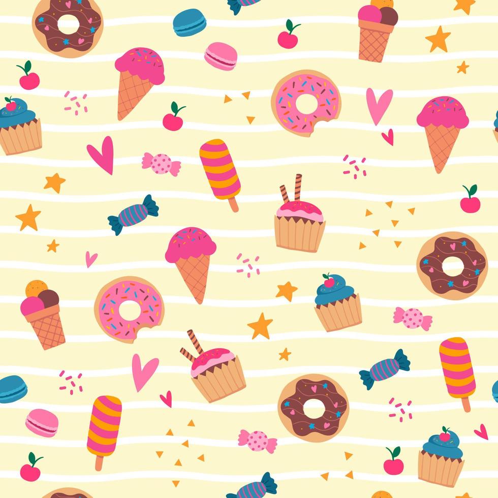 Desserts Seamless Pattern Background vector