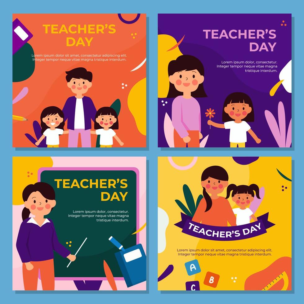 Teacher's Day Social Media Post Template vector