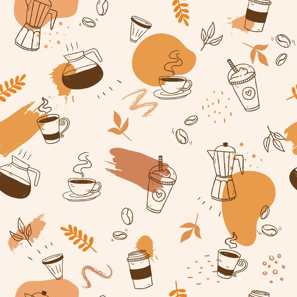 Hand-drawn Coffee Seamless Background vector