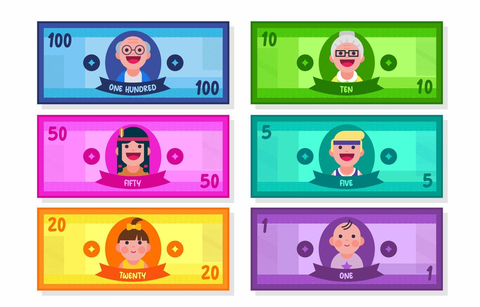 Fake Paper Money Element for Board Ganes vector