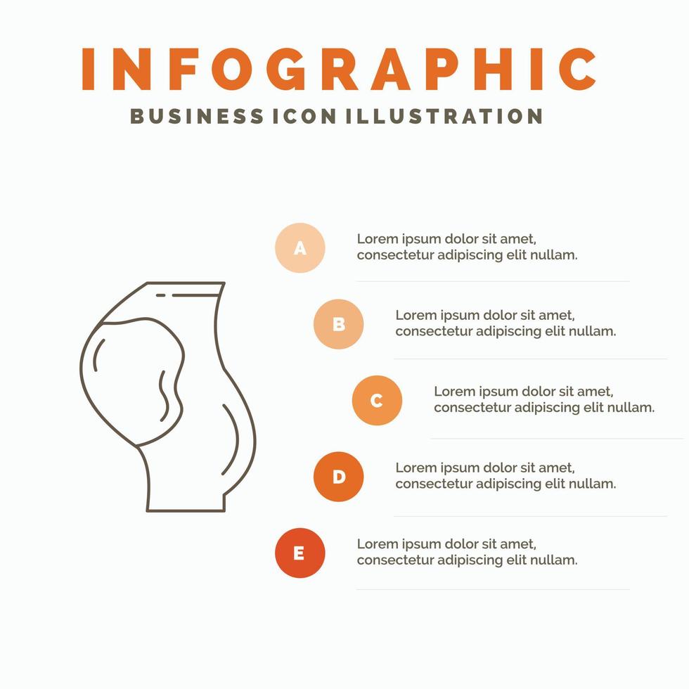 el embarazo. embarazada. bebé. obstetricia. plantilla de infografía feto para sitio web y presentación. icono de línea gris con ilustración de vector de estilo infográfico naranja