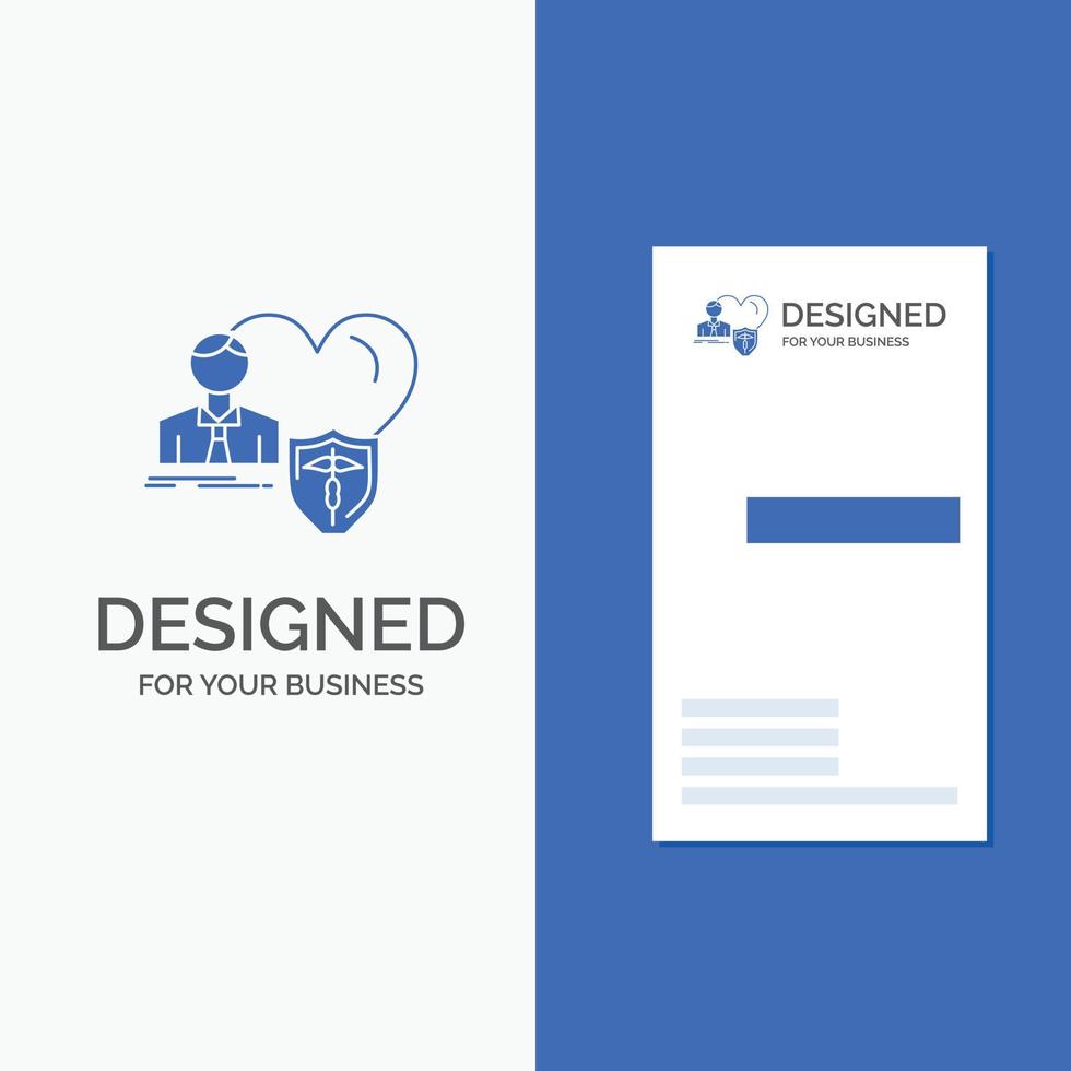 Business Logo for insurance. family. home. protect. heart. Vertical Blue Business .Visiting Card template. vector