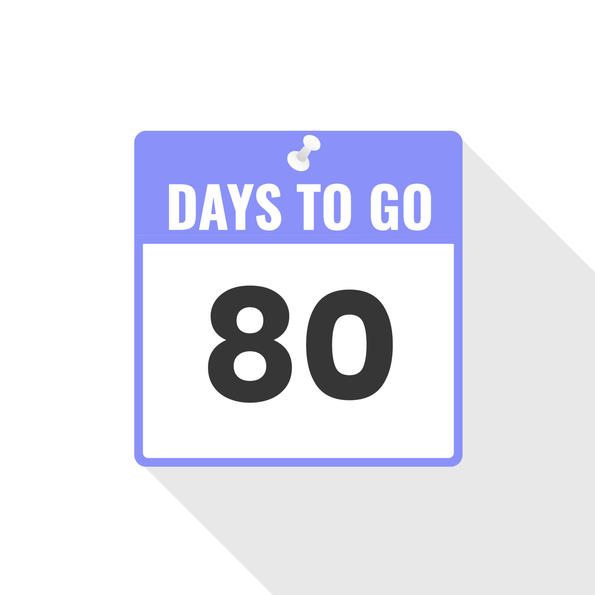 80 Days Left Countdown sales icon. 80 days left to go Promotional