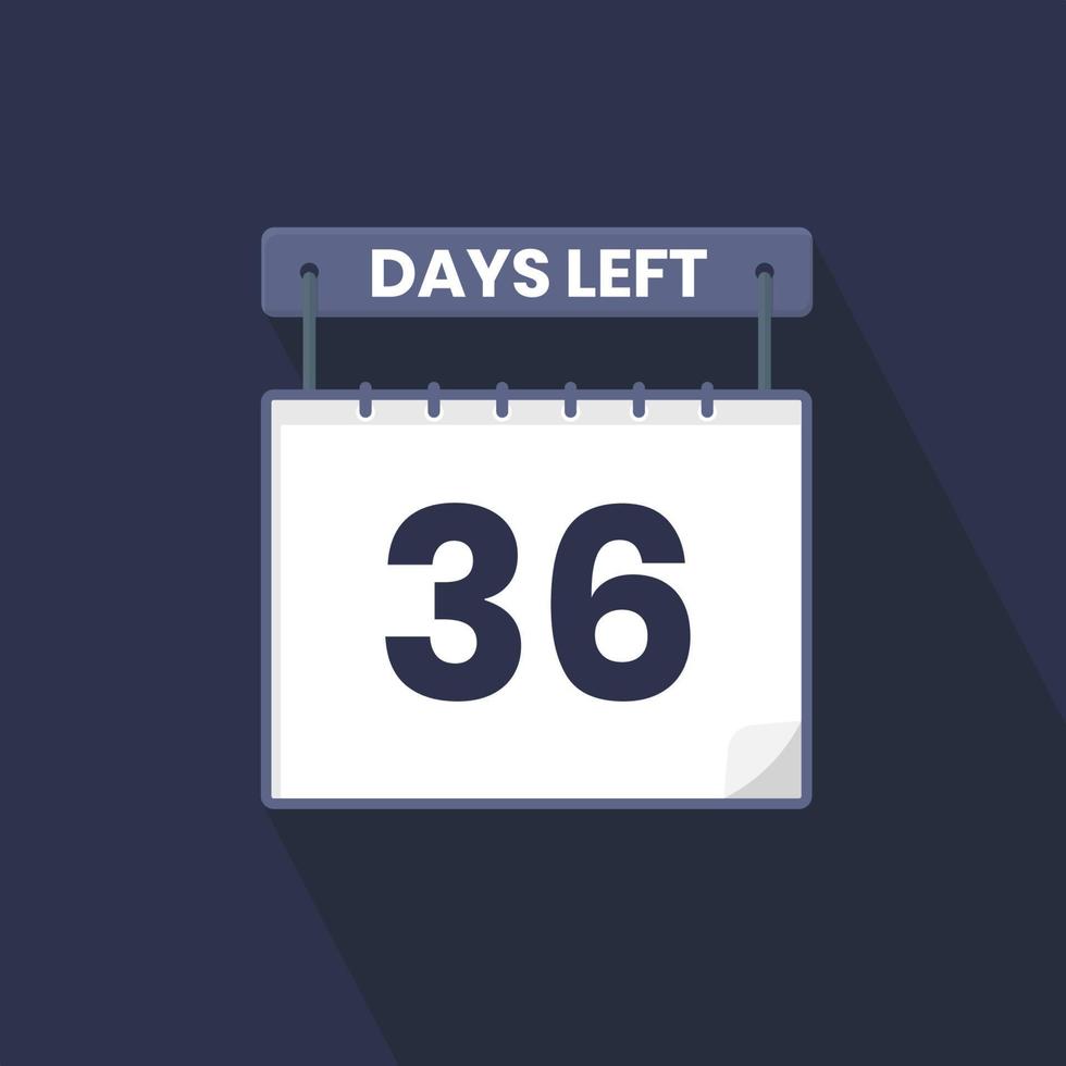 36 Days Left Countdown for sales promotion. 36 days left to go Promotional sales banner vector