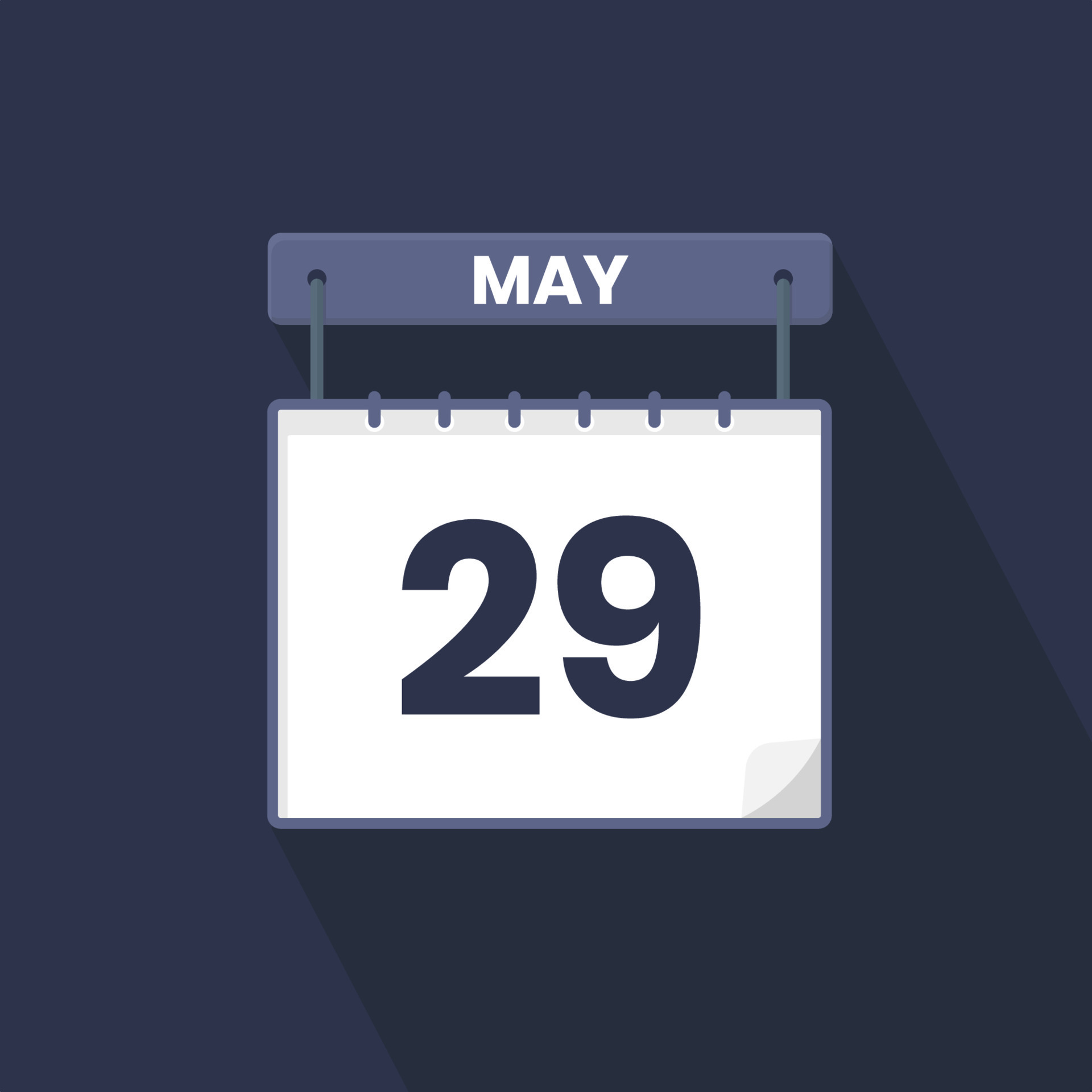29th May calendar icon. May 29 calendar Date Month icon vector