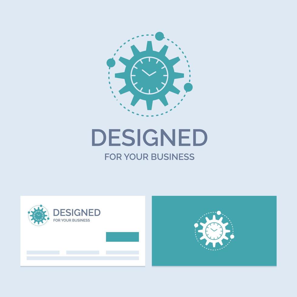 Efficiency. management. processing. productivity. project Business Logo Glyph Icon Symbol for your business. Turquoise Business Cards with Brand logo template. vector