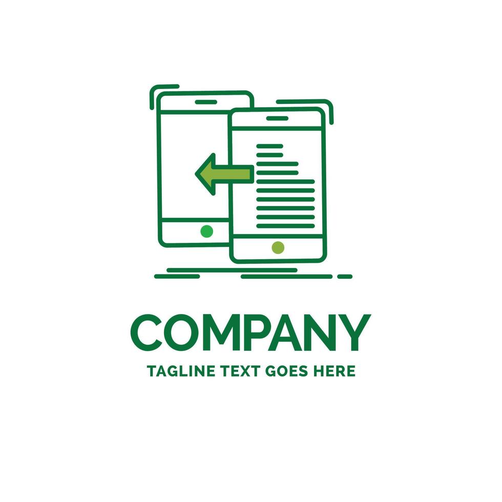 data. transfer. mobile. management. Move Flat Business Logo template. Creative Green Brand Name Design. vector
