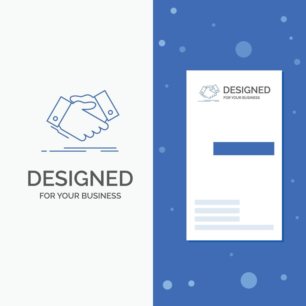 Business Logo for handshake. hand shake. shaking hand. Agreement. business. Vertical Blue Business .Visiting Card template vector