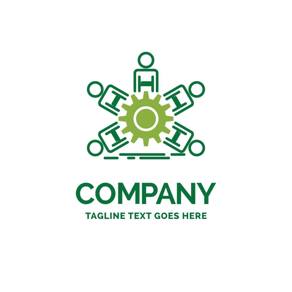 team. group. leadership. business. teamwork Flat Business Logo template. Creative Green Brand Name Design. vector