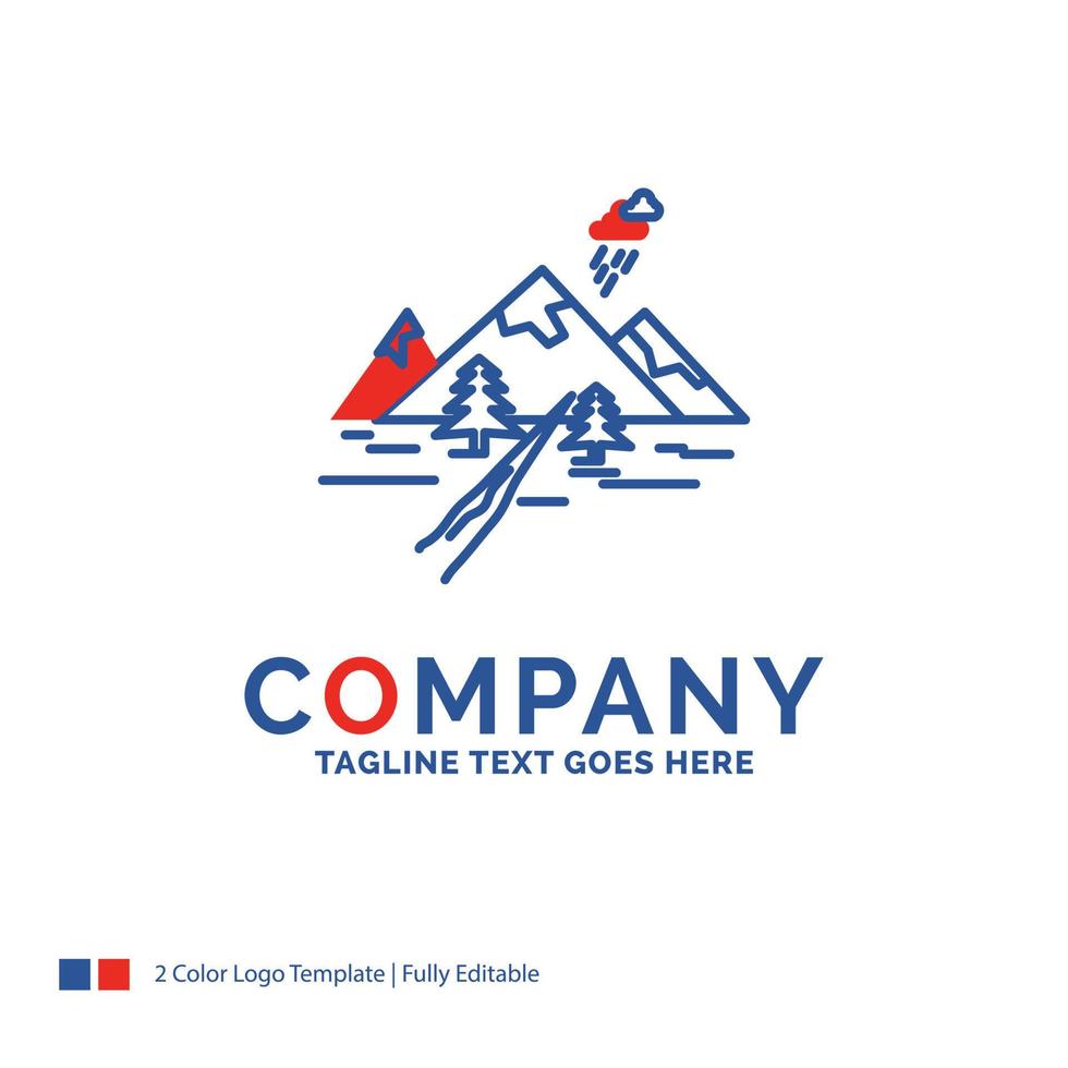 Company Name Logo Design For rocks. hill. landscape. nature. mountain. Blue and red Brand Name Design with place for Tagline. Abstract Creative Logo template for Small and Large Business. vector