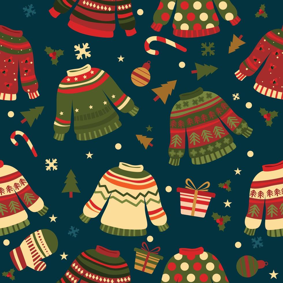 Ugly Sweater Seamless Pattern Background vector