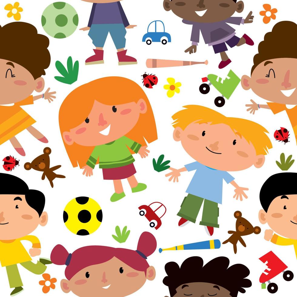 Children Seamless Pattern Background vector
