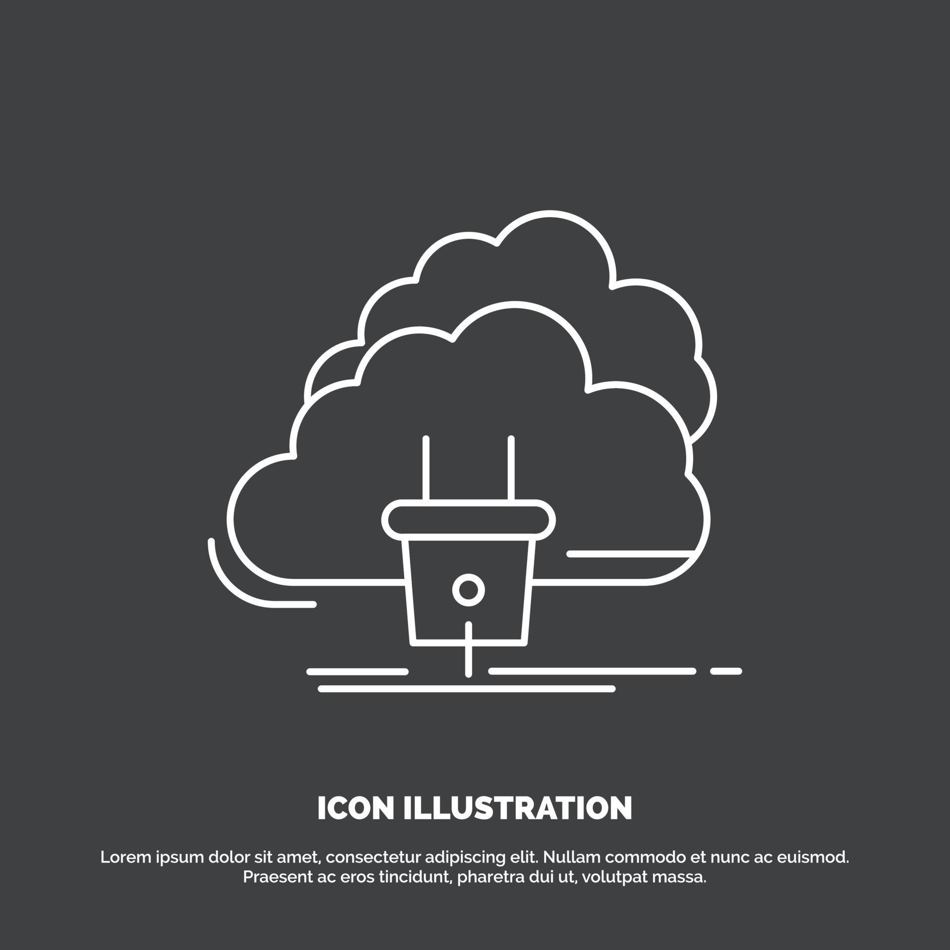 Cloud. connection. energy. network. power Icon. Line vector symbol for