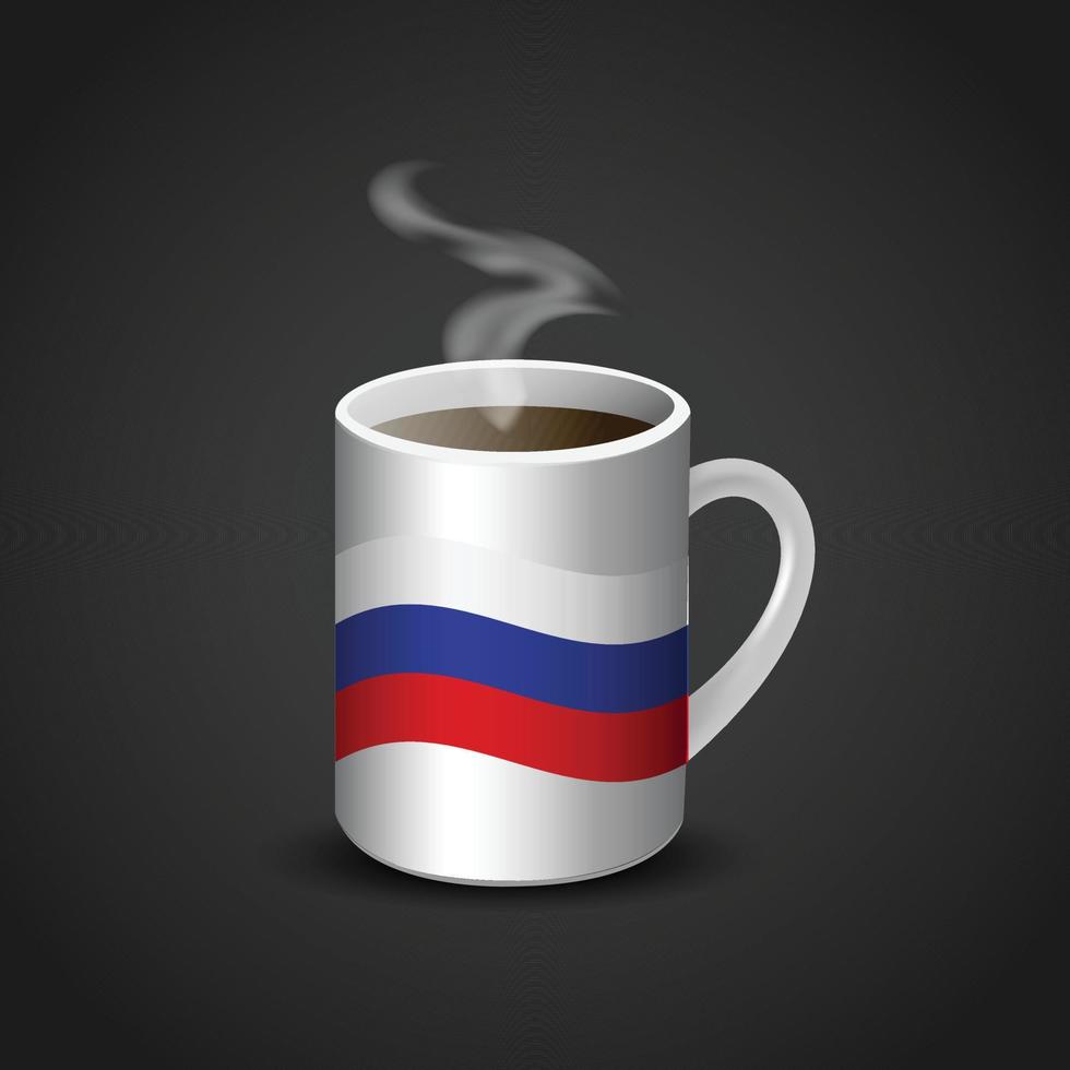 bandera de rusia impresa en una taza de café caliente vector