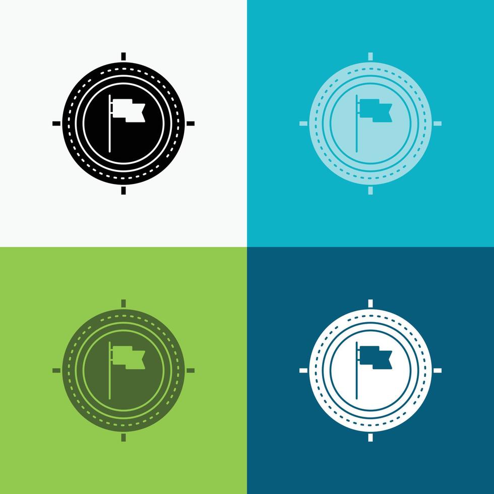 Aim. business. deadline. flag. focus Icon Over Various Background. glyph style design. designed for web and app. Eps 10 vector illustration