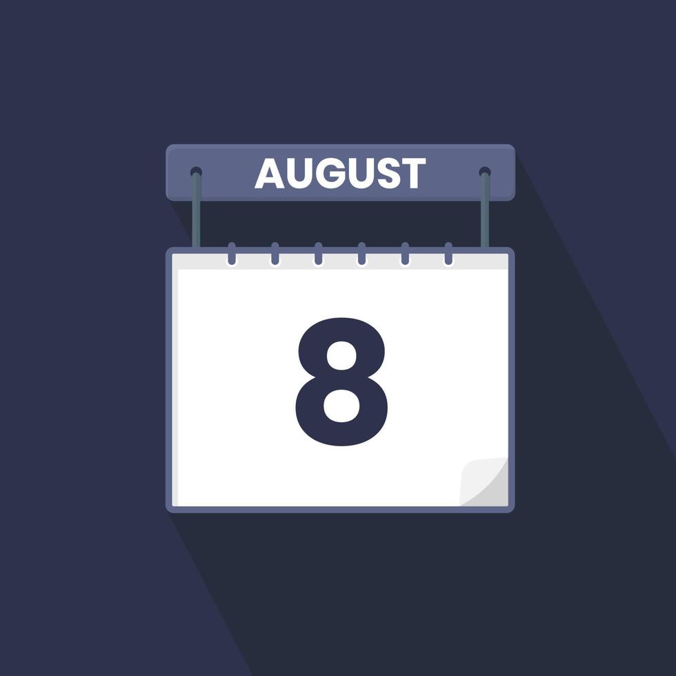 8th August calendar icon August 8 calendar Date Month icon vector