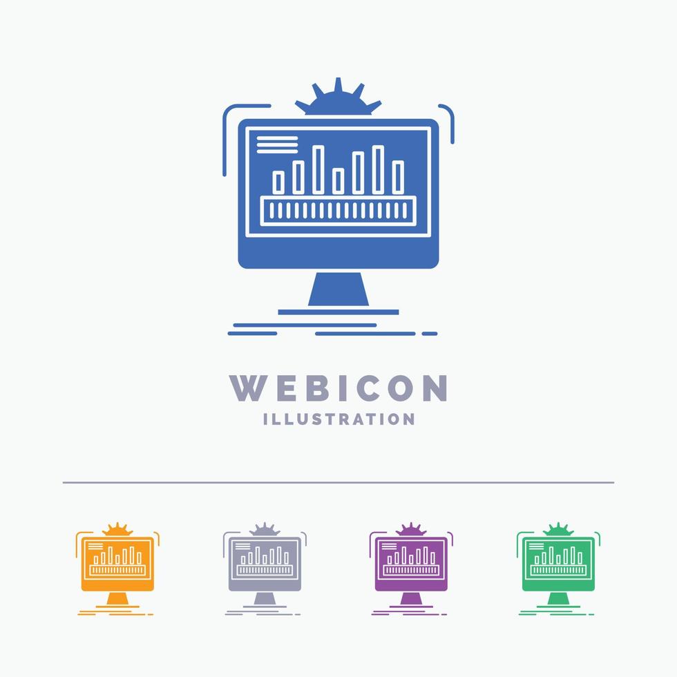 dashboard. admin. monitor. monitoring. processing 5 Color Glyph Web Icon Template isolated on white. Vector illustration