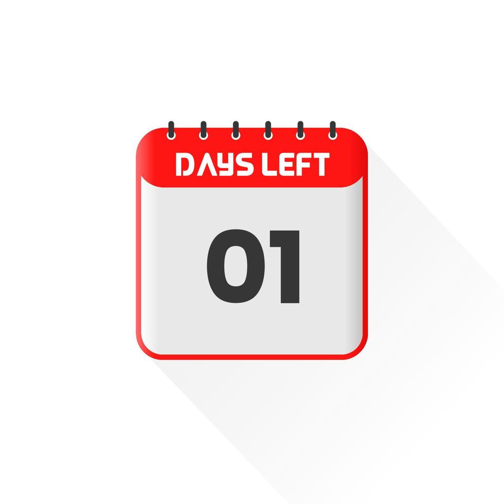 Countdown icon 1 Days Left for sales promotion. Promotional sales banner 1 days left to go vector