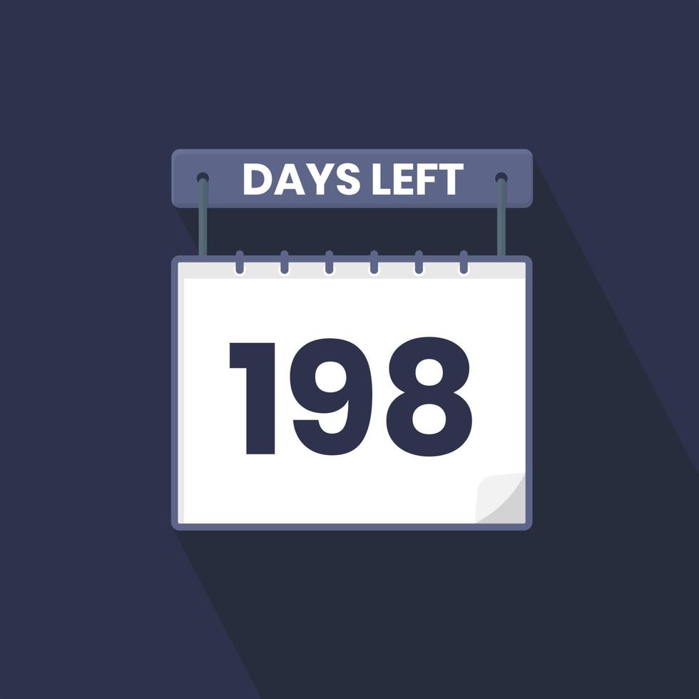 198 Days Left Countdown for sales promotion. 198 days left to go Promotional sales banner vector