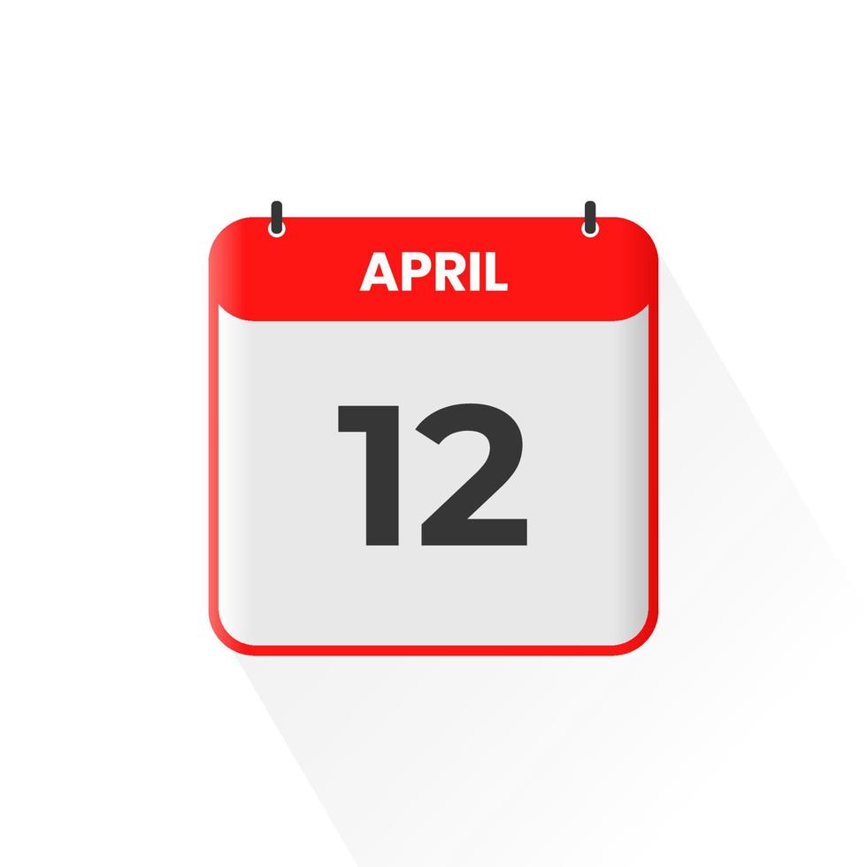 12th April calendar icon. April 12 calendar Date Month icon vector illustrator