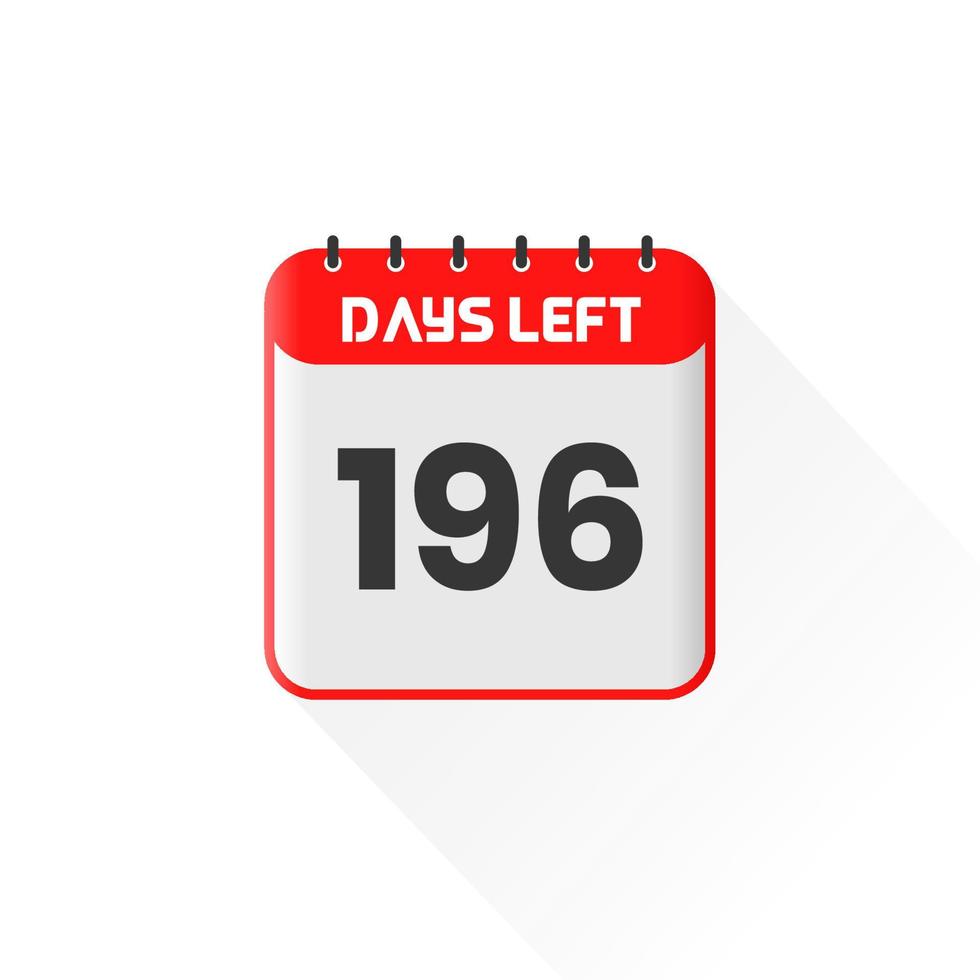 Countdown icon 196 Days Left for sales promotion. Promotional sales banner 196 days left to go vector