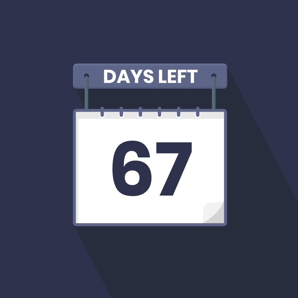 Quedan 67 días de cuenta regresiva para la promoción de ventas. Quedan 67 días para el banner de ventas promocionales. vector