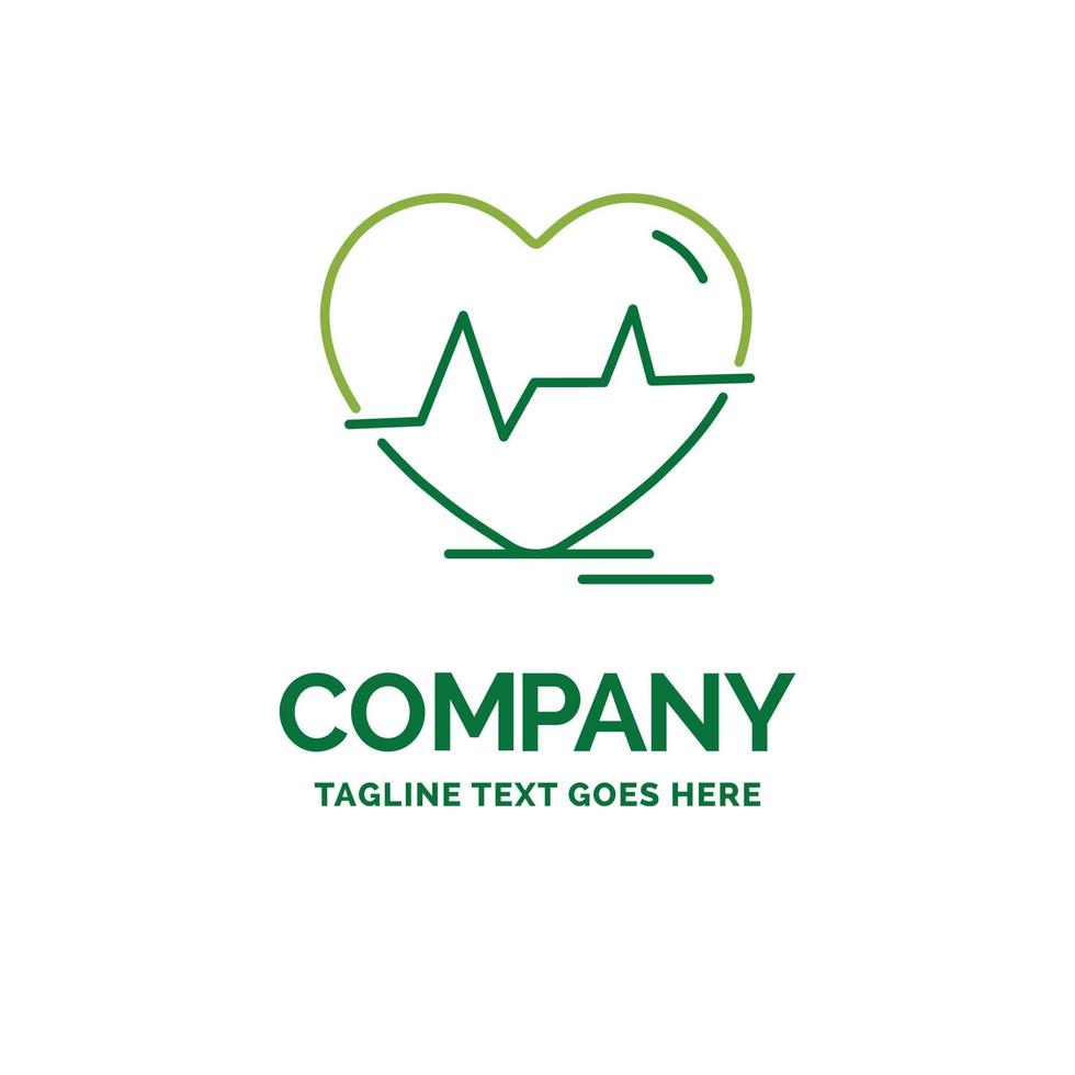 ecg. heart. heartbeat. pulse. beat Flat Business Logo template. Creative Green Brand Name Design. vector